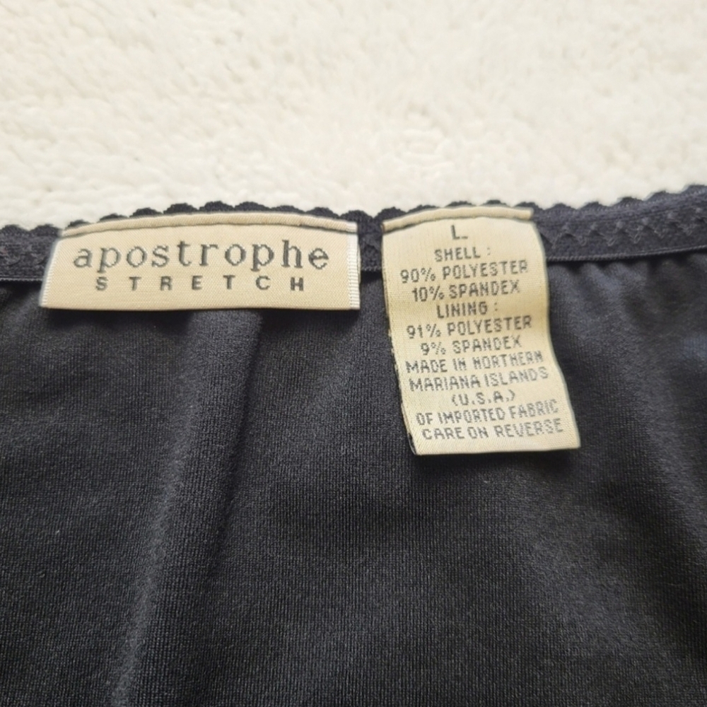 Apostrophe Stretch Black Sheer Skirt With Lining Women's Size Large - Picture 4 of 6